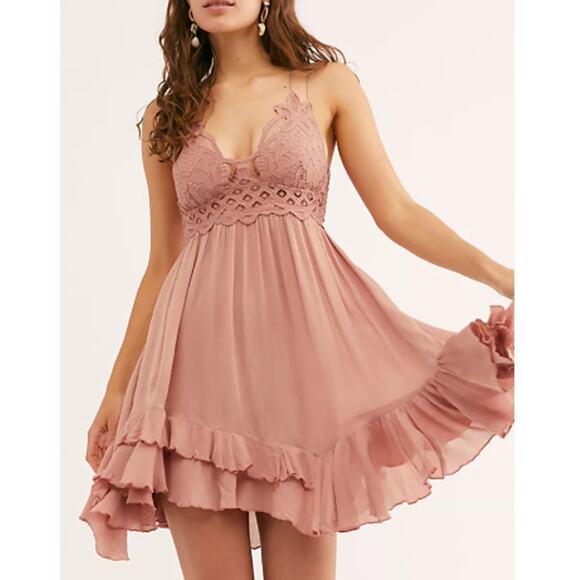 Free People Dresses & Skirts - New FREE PEOPLE Women's Rose Pink Adella Slip Dress Size M